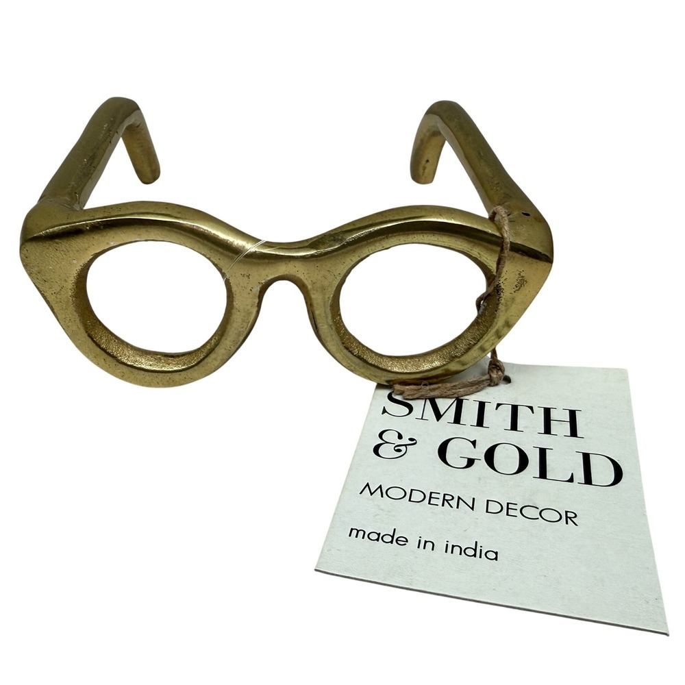 Smith & Gold Modern Decor Gold Sculptured Metal Glasses Home Decor Paper Weight